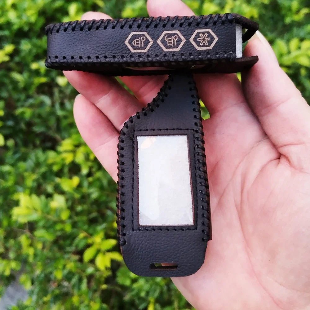 

A91 Keychain Fob 2-way LCD Remote Control Genuine Leather Key Case Cover for StarLine A91 Russian Two Way Car Alarm