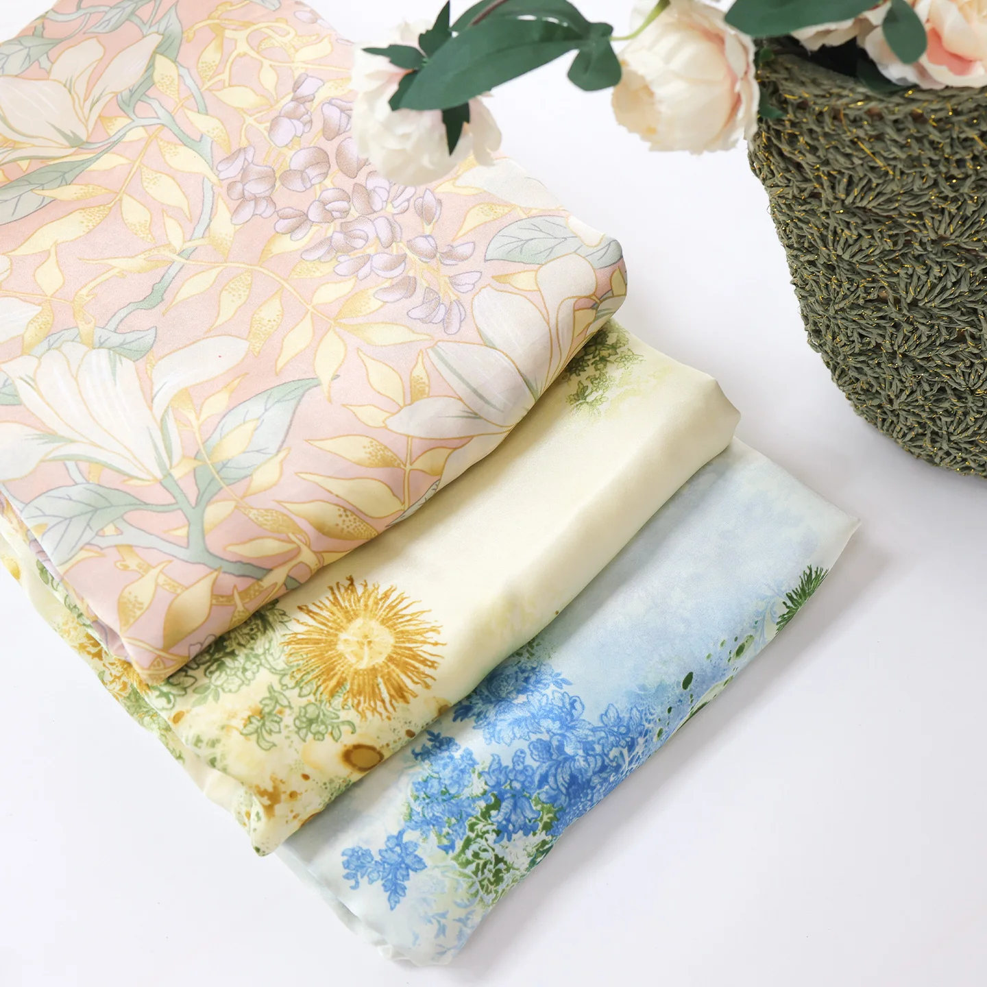 

Шелковый пододеяльник большого размера из чистого шелка с изысканным принтом, повседневный, с рукавом три четверти, H-образный крой, для женщин среднего возраста