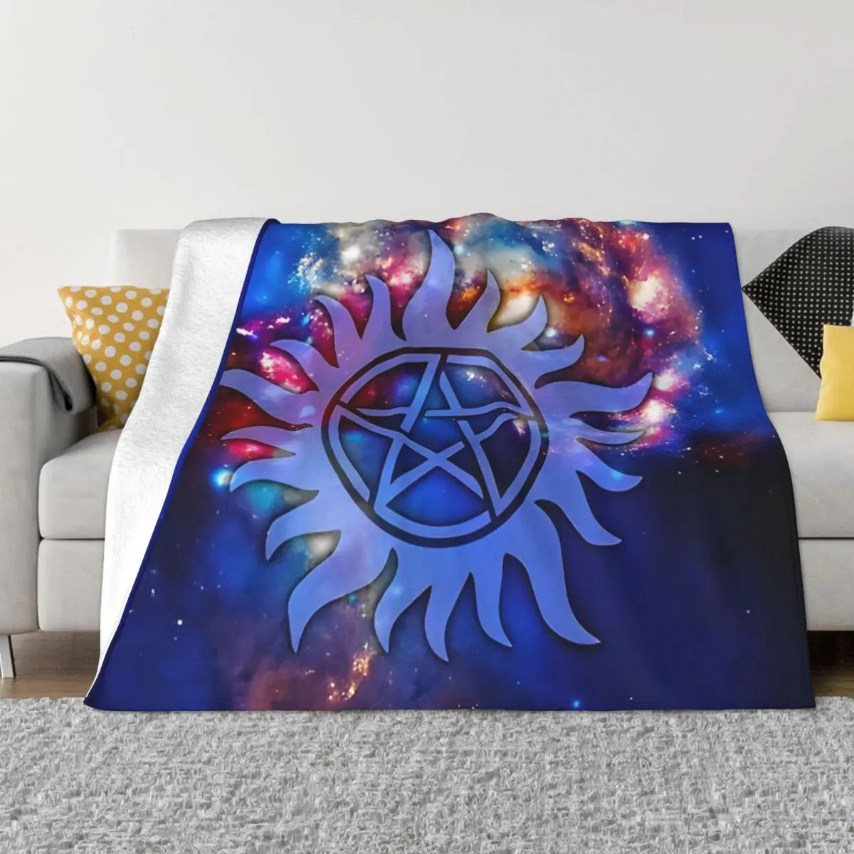 Supernatural Logo Starry Knitted Blanket TV Drama Wool Throw Blanket Bed Sofa Decoration Ultra-Soft Warm Bedspread