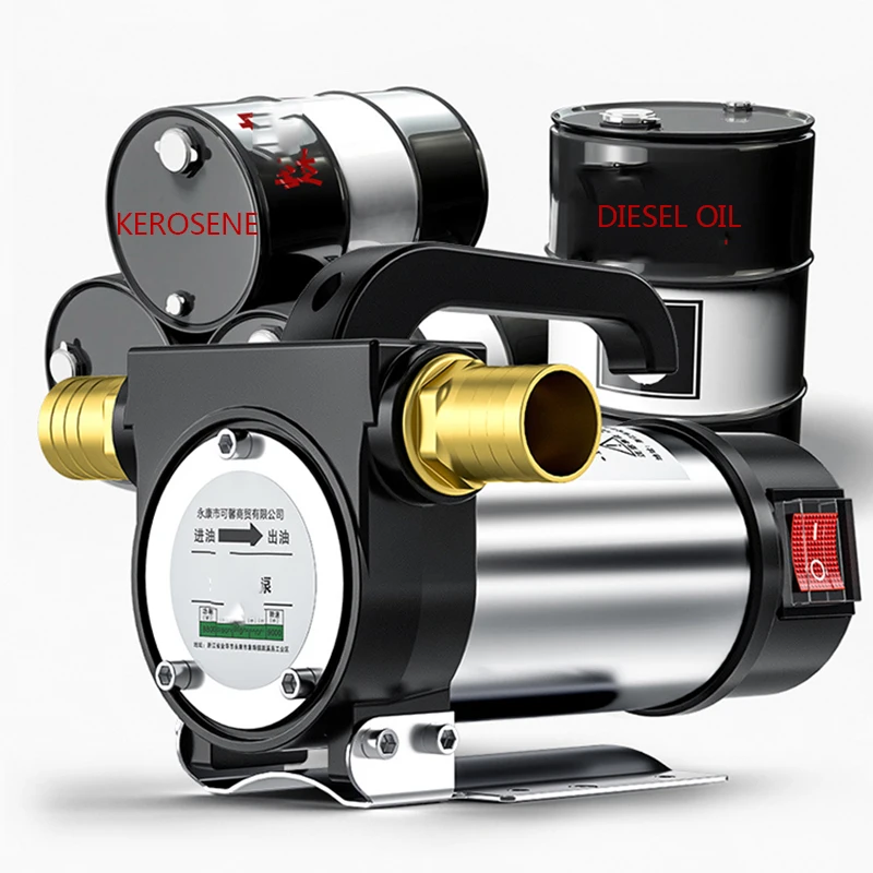 50L/min Small Reversible Electric Oil Pump 12V/24V/580W Stainless Steel Diesel/Kerosene Self-Priming Oil Suction Pump