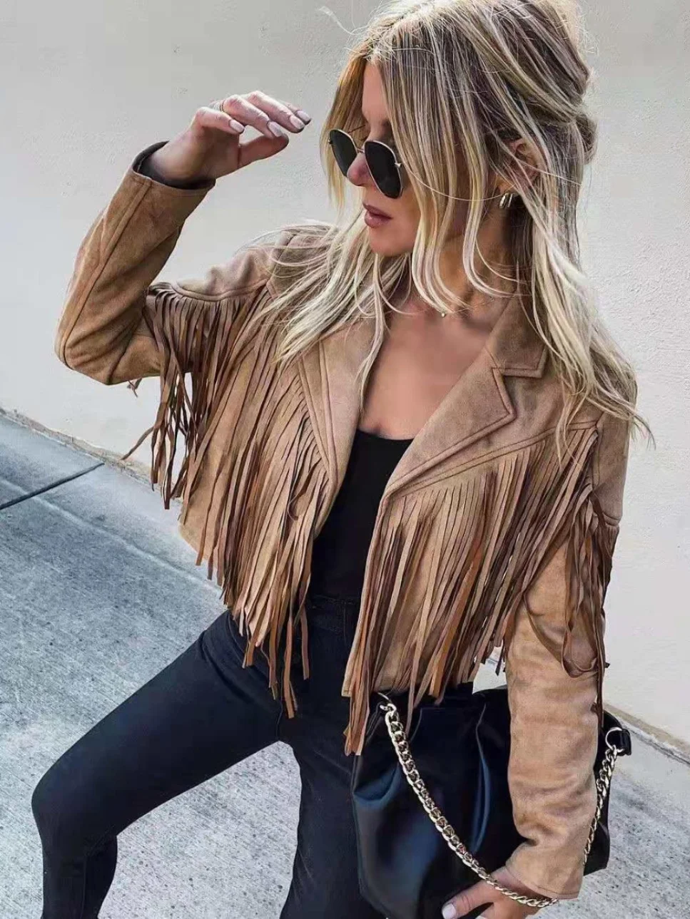 

Свободное пальто Slim Fit Long Sve Fringe Jaet Street Sle, обычный дизайн Све, отложной воротник, длина без пуговиц