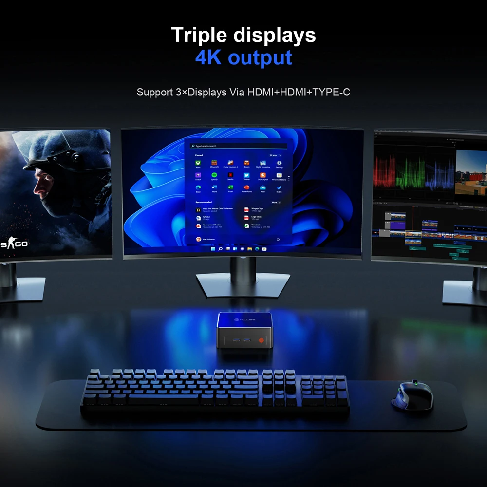 MLLSE G1 Pro Mini PC AMD Ryzen 7 5700U 16GB RAM 512GB M.2 SSD USB Type-C Desktop Computer Support Triple 4K Display WiFi 6 BT5.2