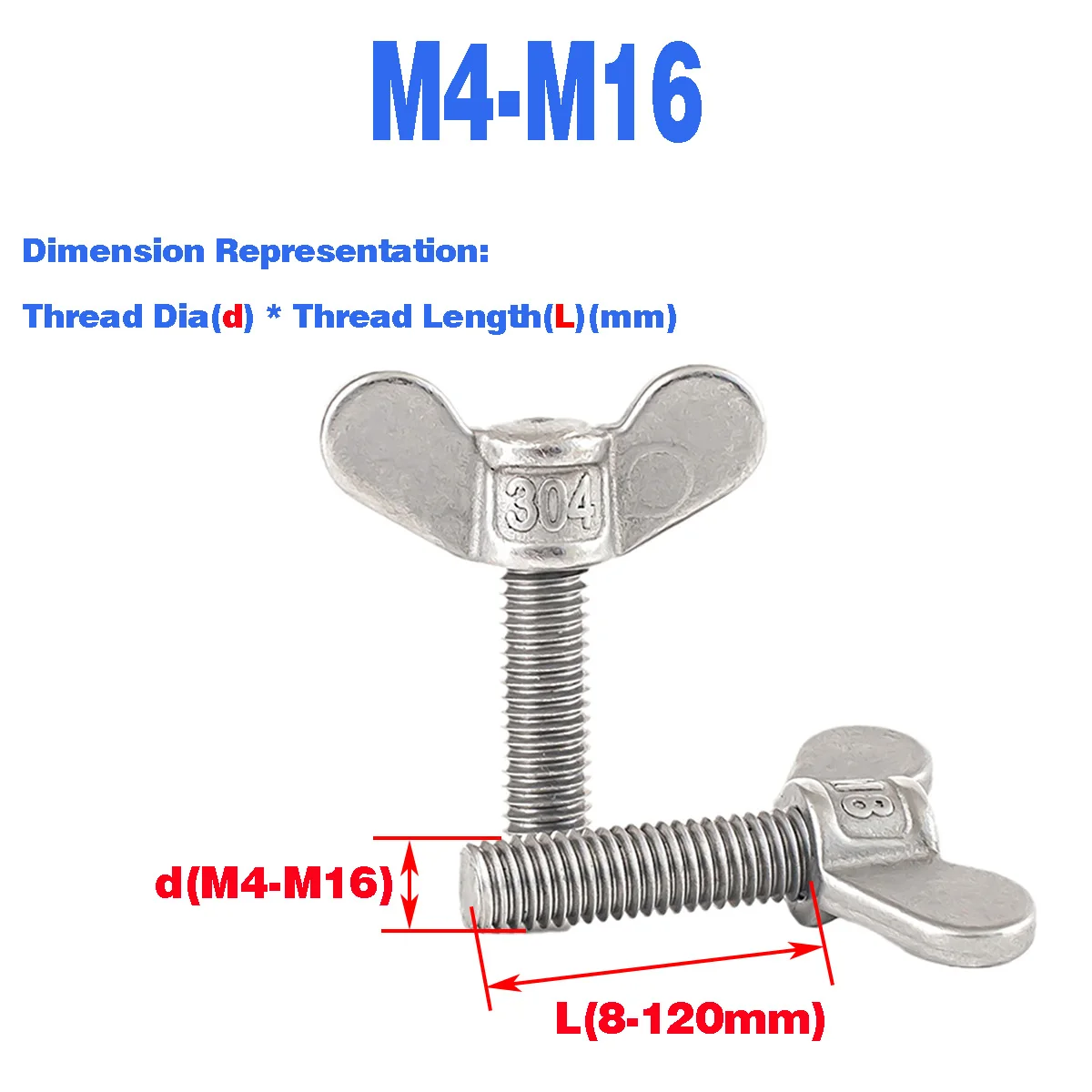 

304 Stainless Steel Butterfly Screw / Butterfly Sheep Horn Bolt / Hand Screw M4M5M6M8M10M12M14M16