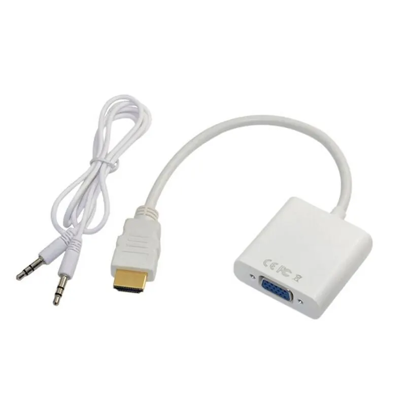 고속 HD-VGA 케이블 HDTV 컨버터 (오디오 HD 1080P 지원) 남성-HDMI 여성 컨버터 어댑터 (노트북, PC, TV용)