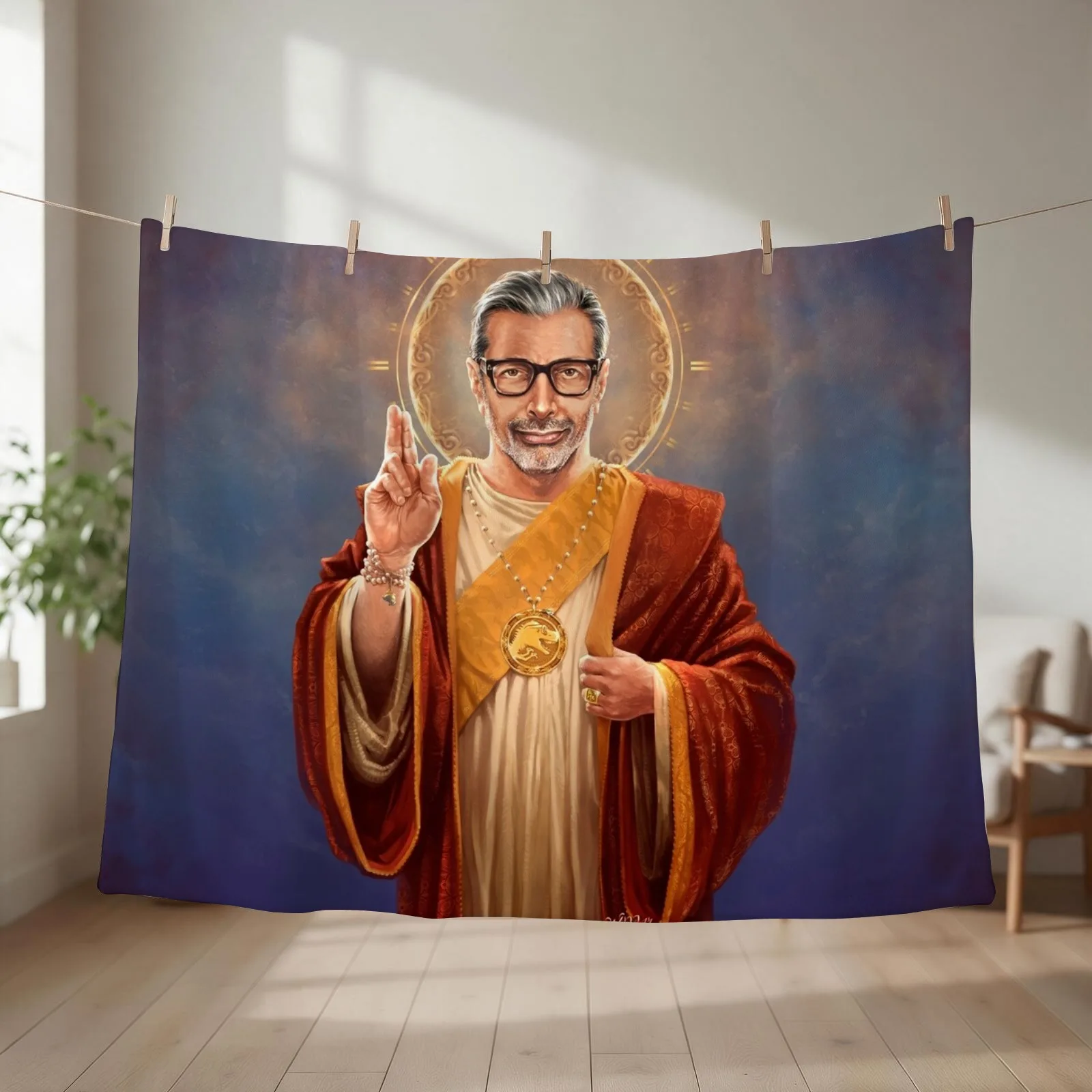 Saint Jeff of Goldblum - Jeff Goldblum Original Religious Painting Throw Blanket