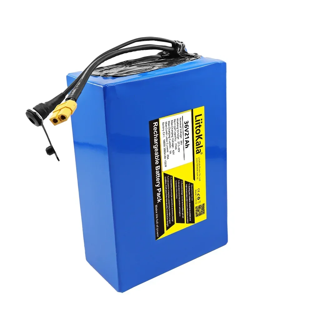 LiitoKala 36V21Ah Electric Bike Battery Built in 20A BMS Lithium Battery Pack 36 Volt with 2A Charge Ebike Battery