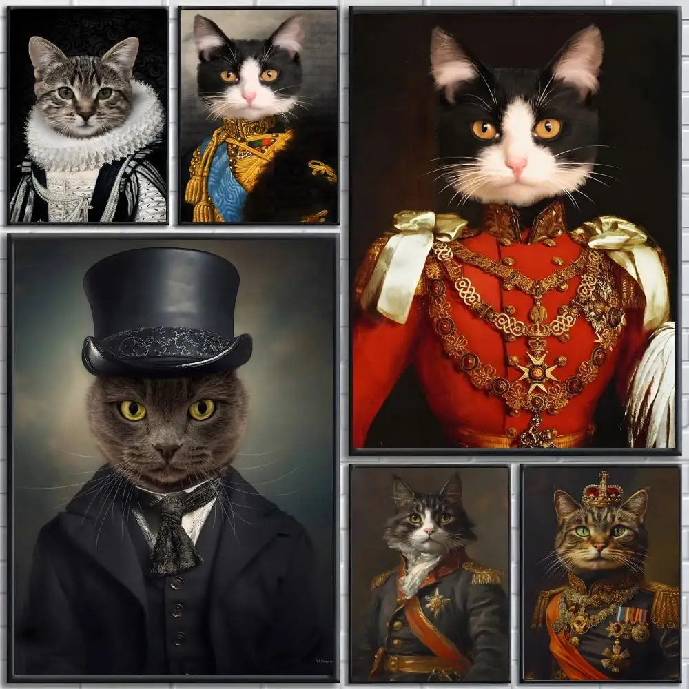 Vintage Renaissance Cat Poster Bedroom and living room posters, canvas paintings, wall art, home decoration
