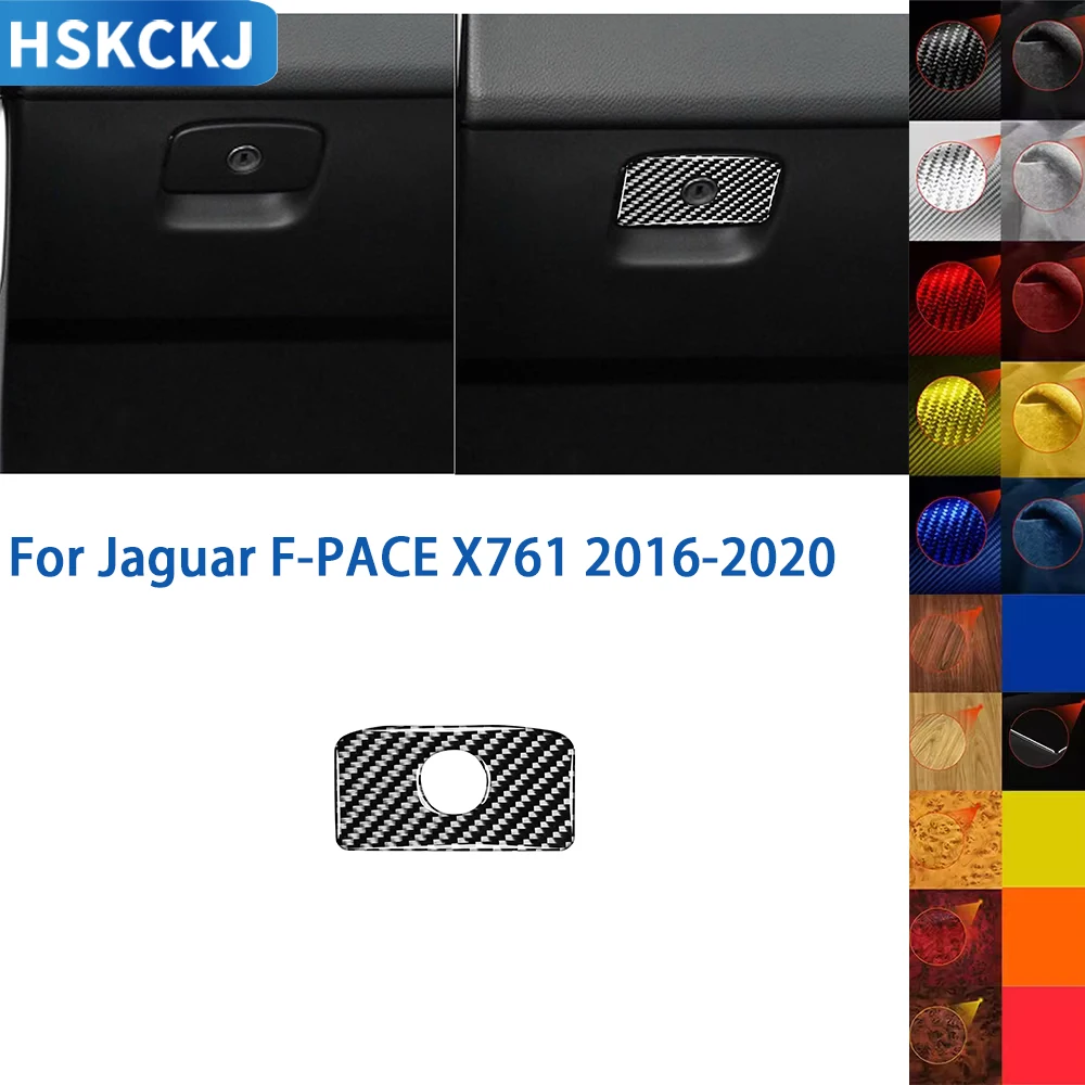 

For Jaguar F-PACE 2016 2017 2018 2019 2020 Accessories Interior Carbon Fiber Decorative Co-pilot Storage Box Handle Trim Sticker