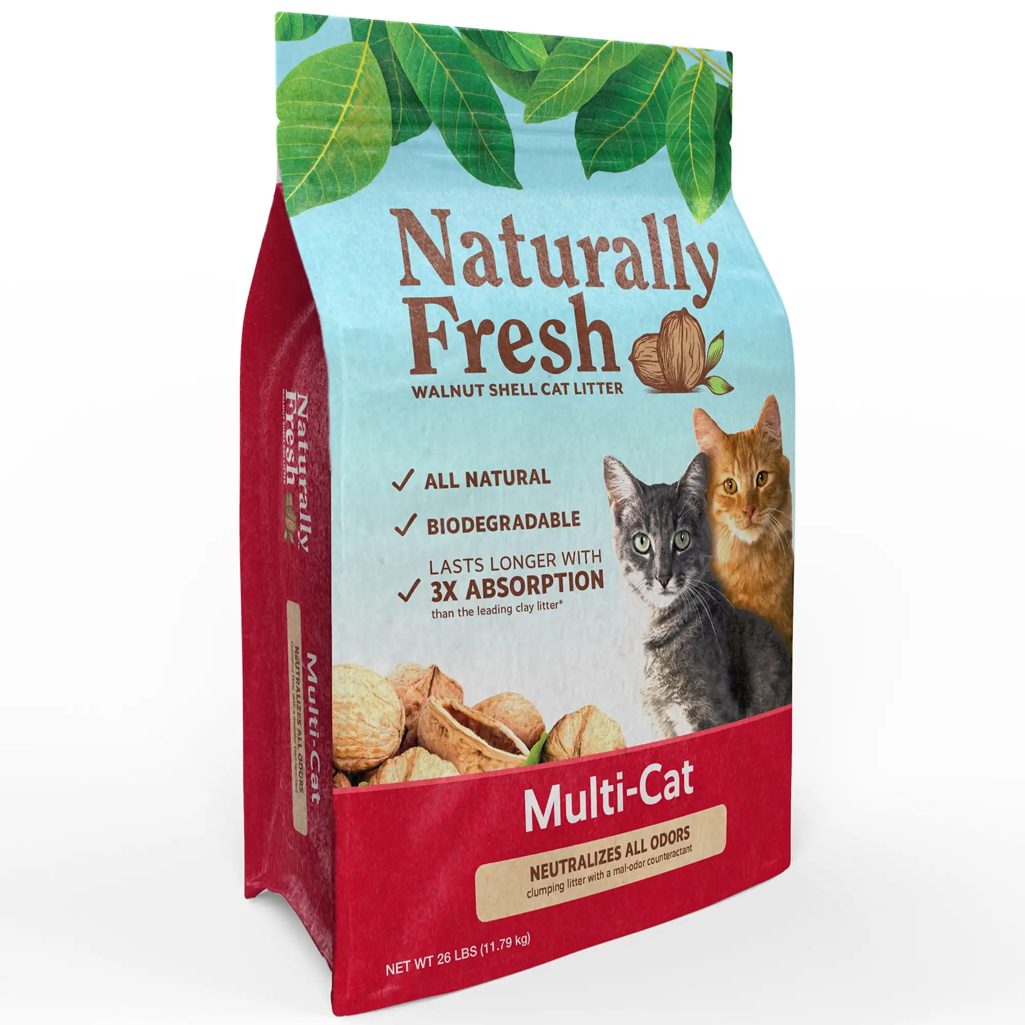 Naturally Fresh Walnut-Based Quick Clumping Multi-Cat Litter 26 lb. Bag