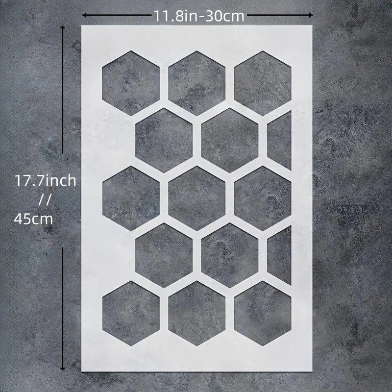استنسل على شكل قرص العسل مقاس 30 × 45 سم - قالب رسم هندسي PET للجدار والبلاط DIY
