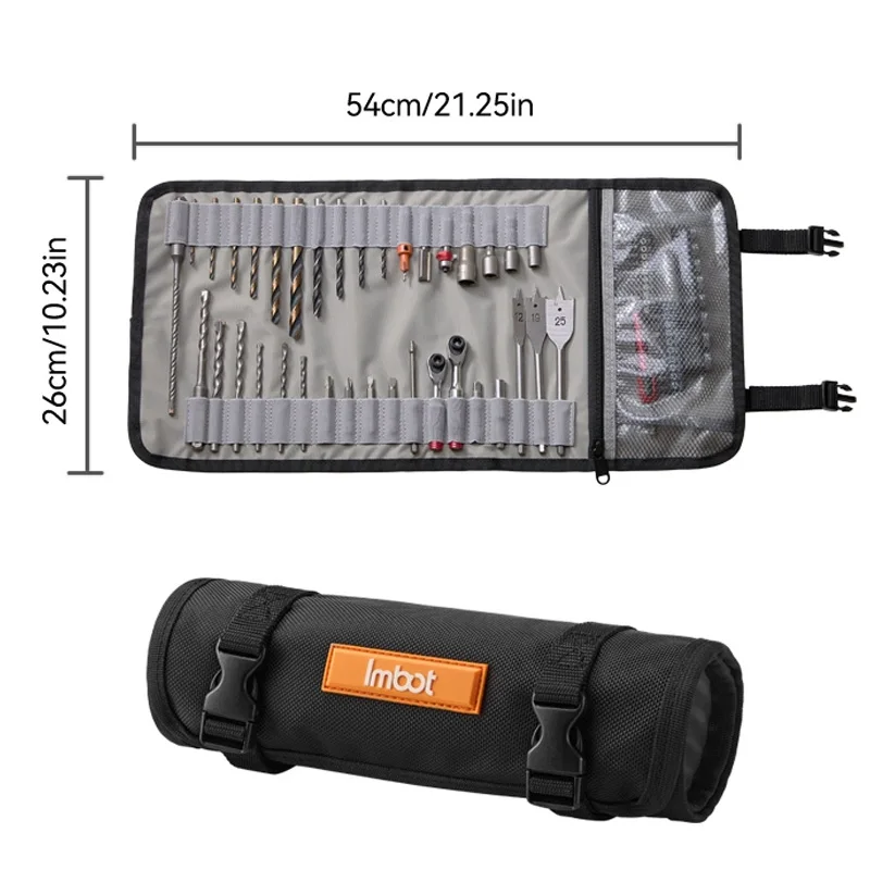 حقيبة لف الأدوات من النايلون المتين المقاوم للماء لتنظيم الأدوات مع حقيبة أدوات بزر محمول لقم الثقب