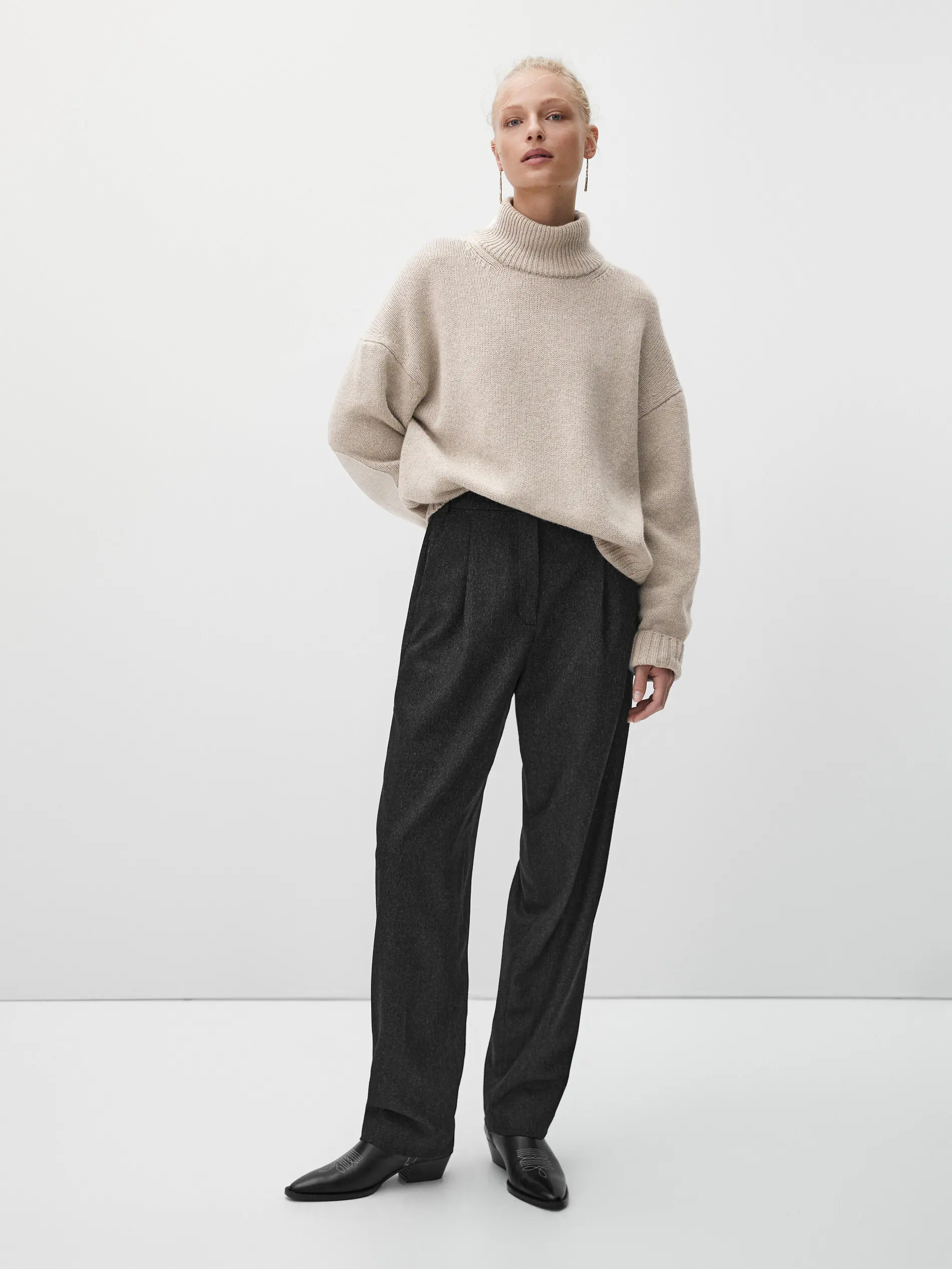 Ethereal Traf Md 2026 YAZHIMEI Autumn New Style of Women's Casual Fashion Grey Elbow Patch Trim Top Knitwear