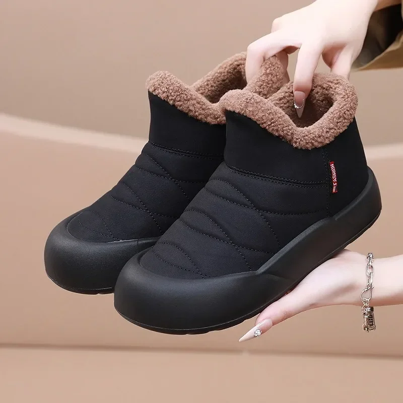 

2024 Women Ankle Boots Winter Plush Warm Thick Bottom New Warm Snow Boots Korean Fashion Anti Slip Comfort Outdoor Cotton Boots