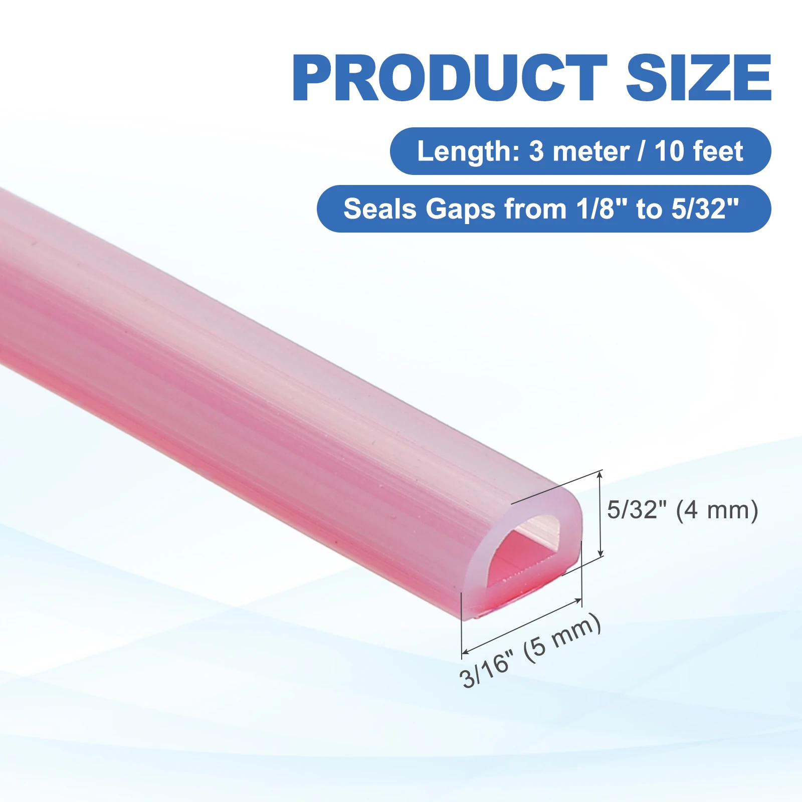 3/6/8 Meters Weather Stripping Door Seal Self-Adhesive D-Shape Seal Strip Silicone Insulation Window Gap Filler for Door Frame