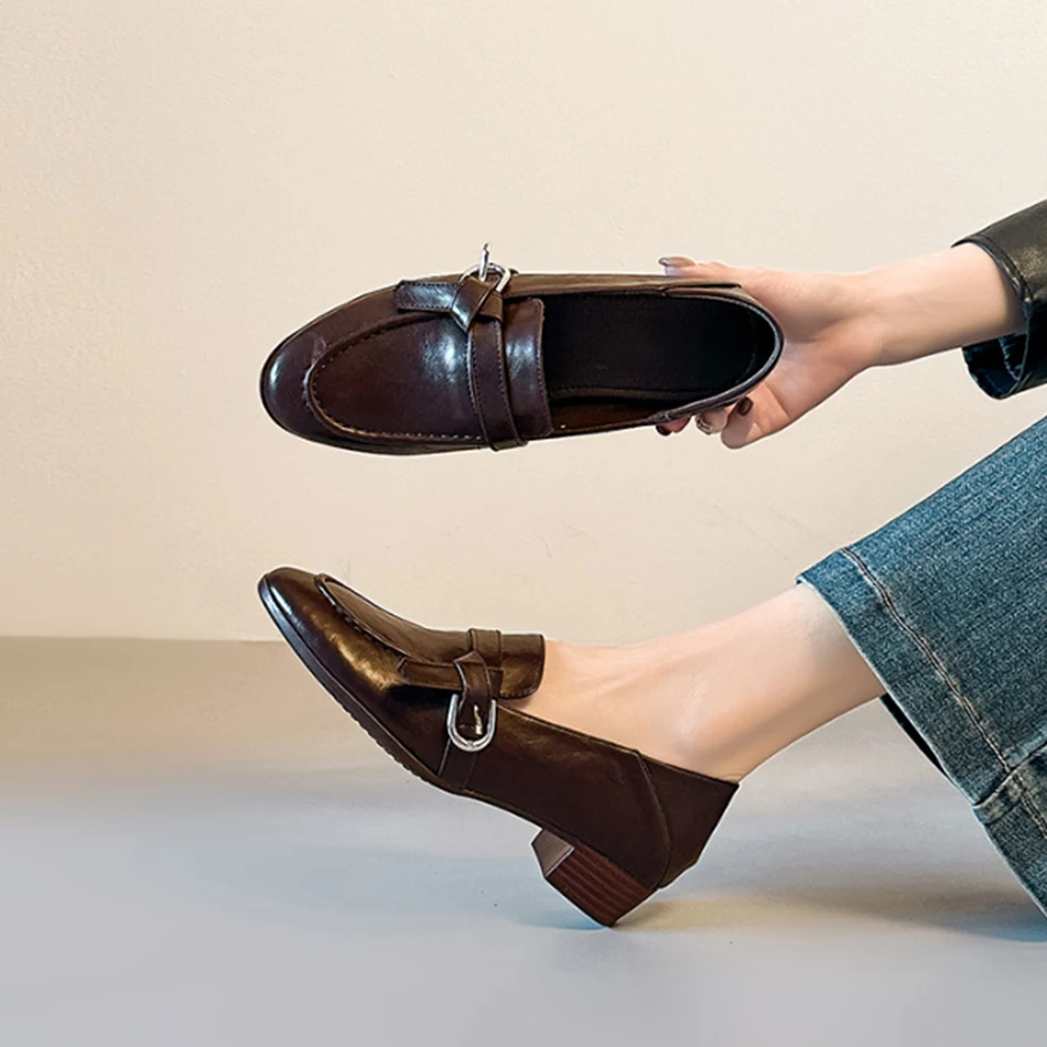 English-style women's shoes - fashionable thick-heeled loafers - new trendy versatile small leather shoes - single shoes