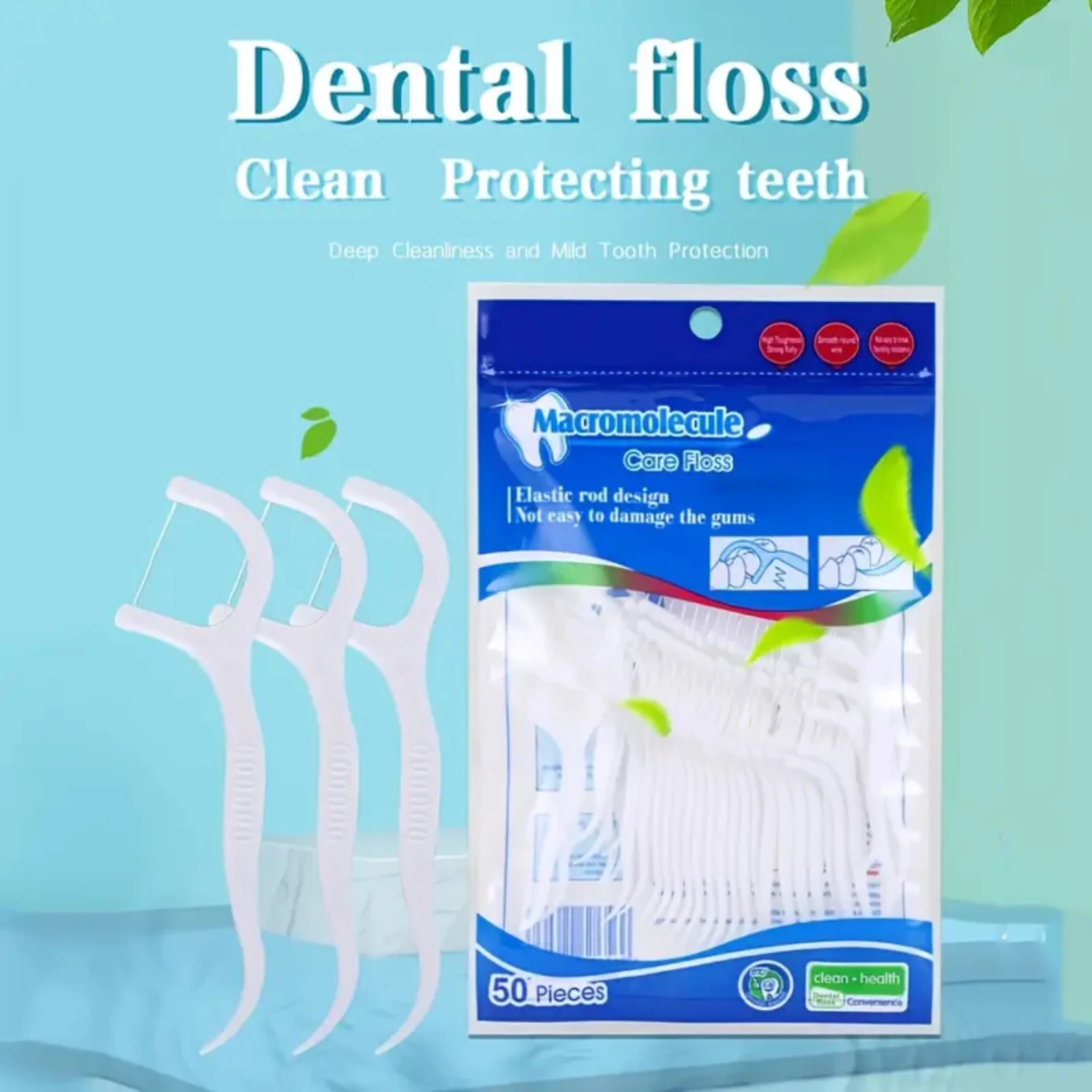 

Hygienic and Convenient Disposable Dental Floss Picks - Essential Oral Care Supplies for Easy Flossing, 50pcs/Bag, Hygienic Flos