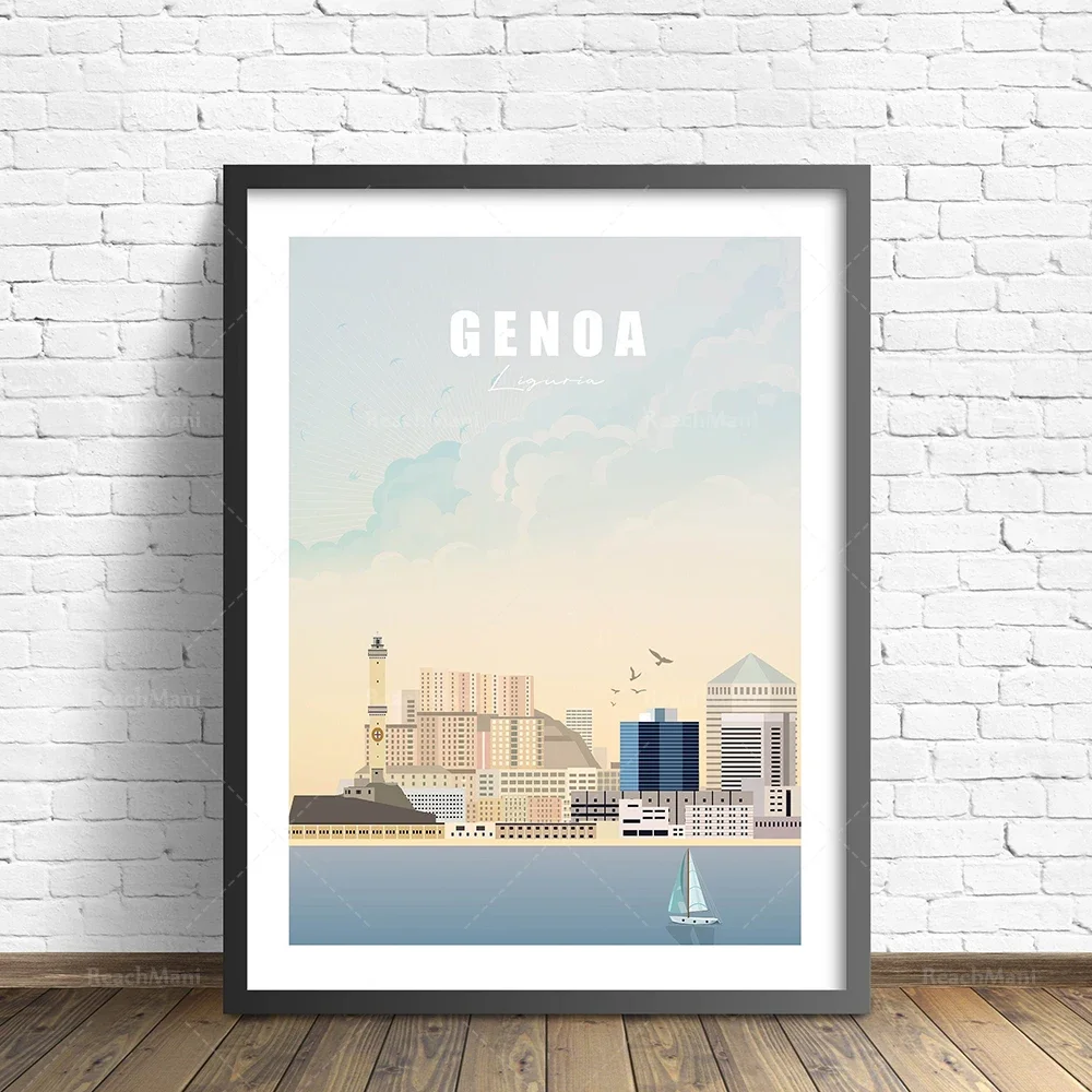 Grenoble, Lyon France, Amsterdam, Mallorca, Italy, Lisbon, Dingle Dunquen Pier, Sweden, Frankfurt am Main Germany travel poster