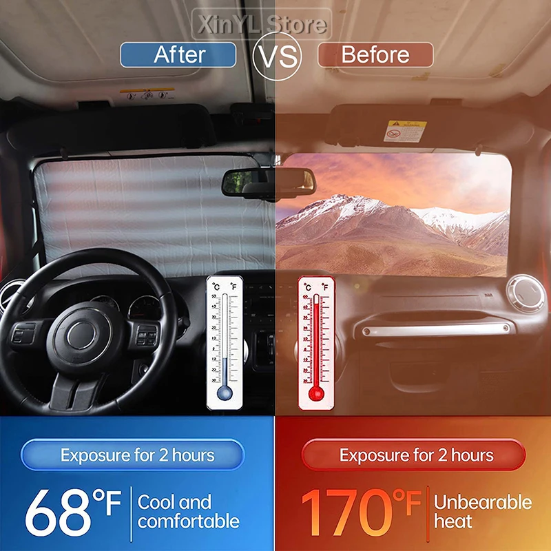 Aluminum Foil Silver Car Visor Sunscreen Window Sun Shade Cover For Jeep Wrangler JK 2007-2017 for TJ 1997-2006