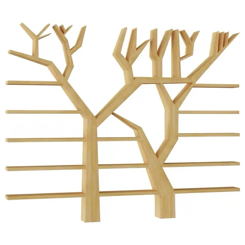 

Log diverse tree-shaped bookshelf solid wood wall full wall display shelf assembly creative multi-layer shelf