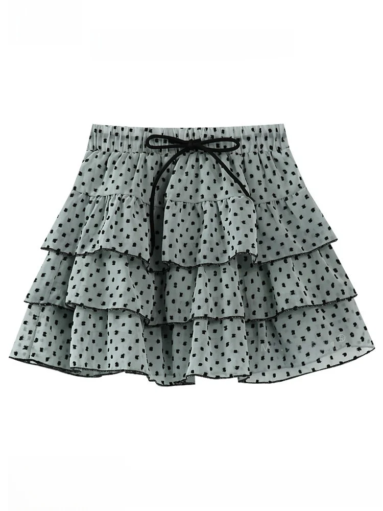 

Милая летняя пышная юбка в горошек, женская юбка с высокой талией, запеченный торт, анти-легкий внутренний пояс с узлом Dr