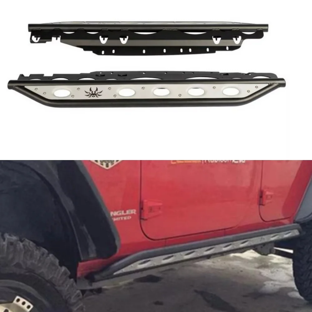 1 Set Aluminum Alloy Poison Spider Side Step 4 Door Running Board For Jeep Wrangler JK 2007-2017 J070