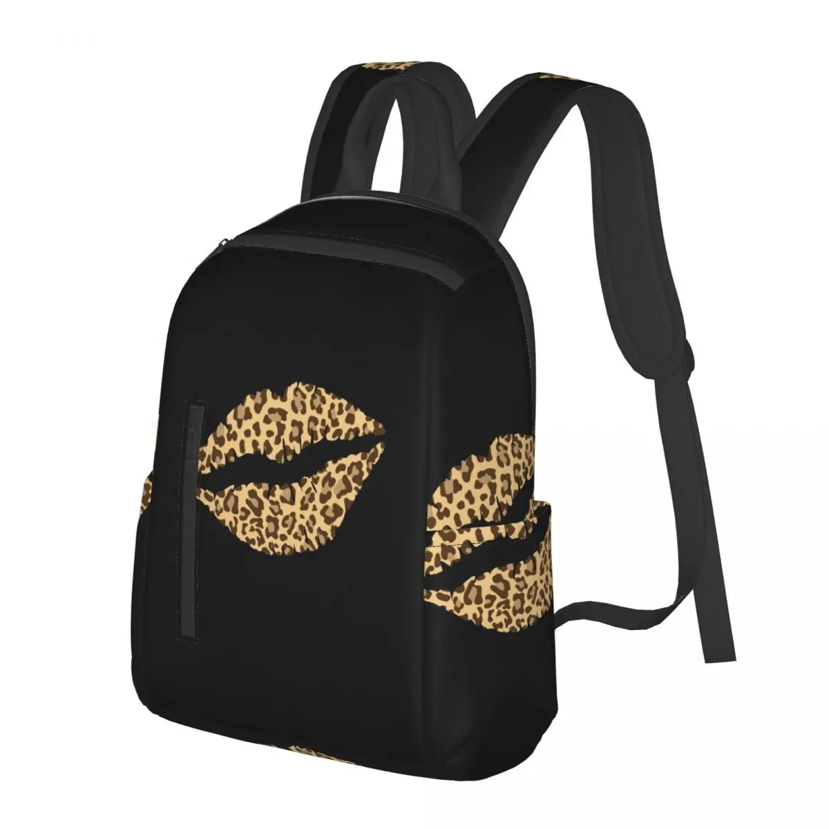 

Leopard Print Lips Student Backpack School Bag Hiking Travel Daypack for Men Women Bookbag Shoulder Bags