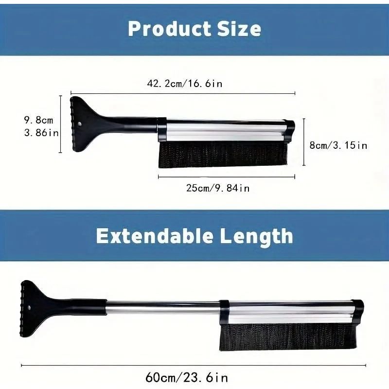 Winter Car Snow Shovel Retractable 16-24 Inch Windshield Window Ice Remover for Safe Driving Emergency Snow Removal Kit
