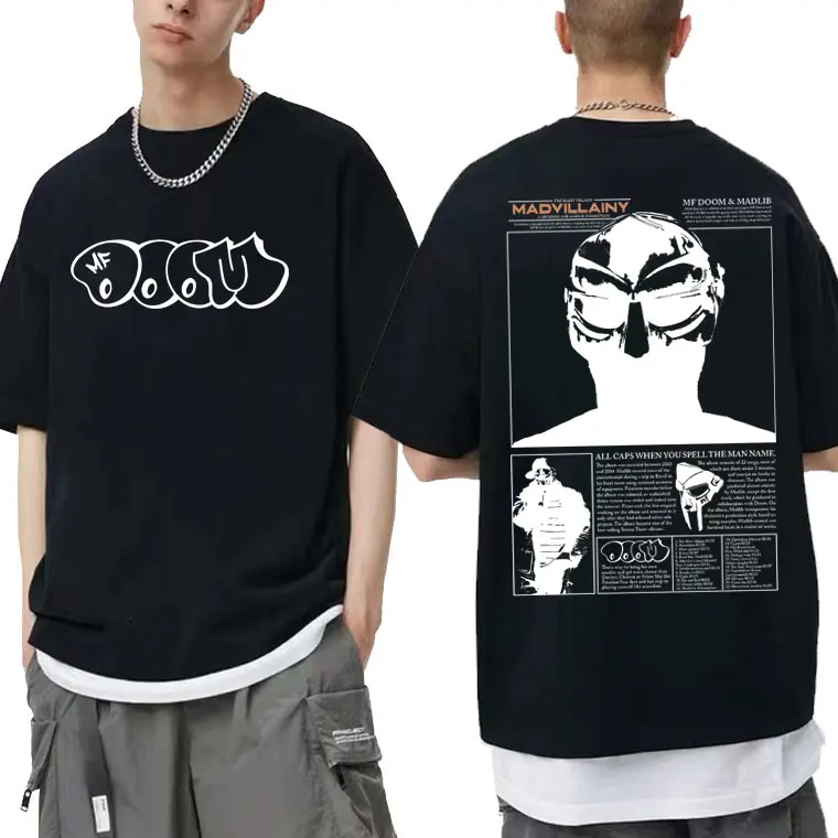 Rapper Mf Doom Madvillainy Album Graphic Print Tshirt Male Hip Hop Oversized T-shirt Men Casual T Shirt Men's Vintage Streetwear