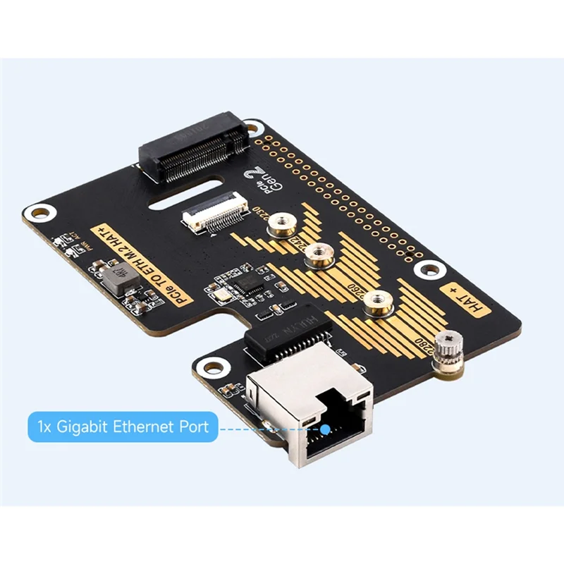 

-RRKK Pcie To ETH And M.2 Adapter For Raspberry Pi 5, Compatible With 2280/2260/2242/2230 Size Nvme M.2 SSD High-Speed Read