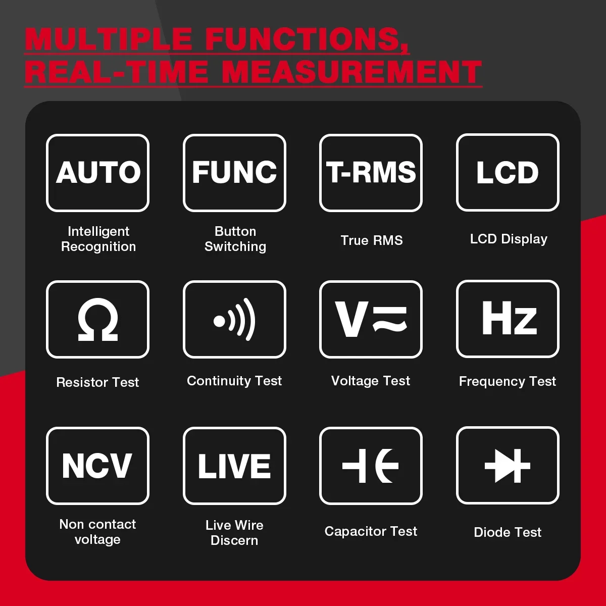 HABOTEST HT124 Digital Multimeter 4000 Counts Auto Range Voltage Tester Ohm Hz Capacitance True RMS AC DC DMM Multitester