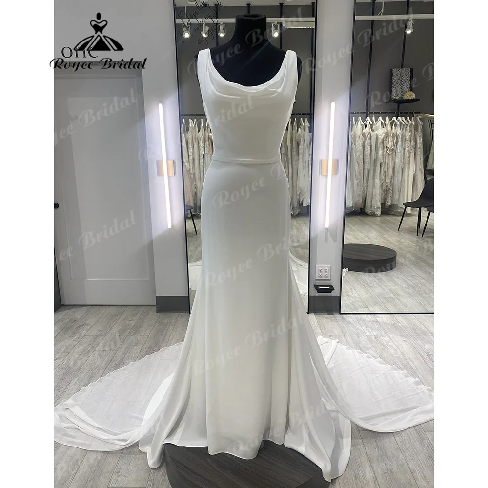 Vintage Scoop Neck Chiffon Boho Mermaid Wedding Dress for Women 2024 Backless Bridal Gown Custom Made vestido de novia bohemio