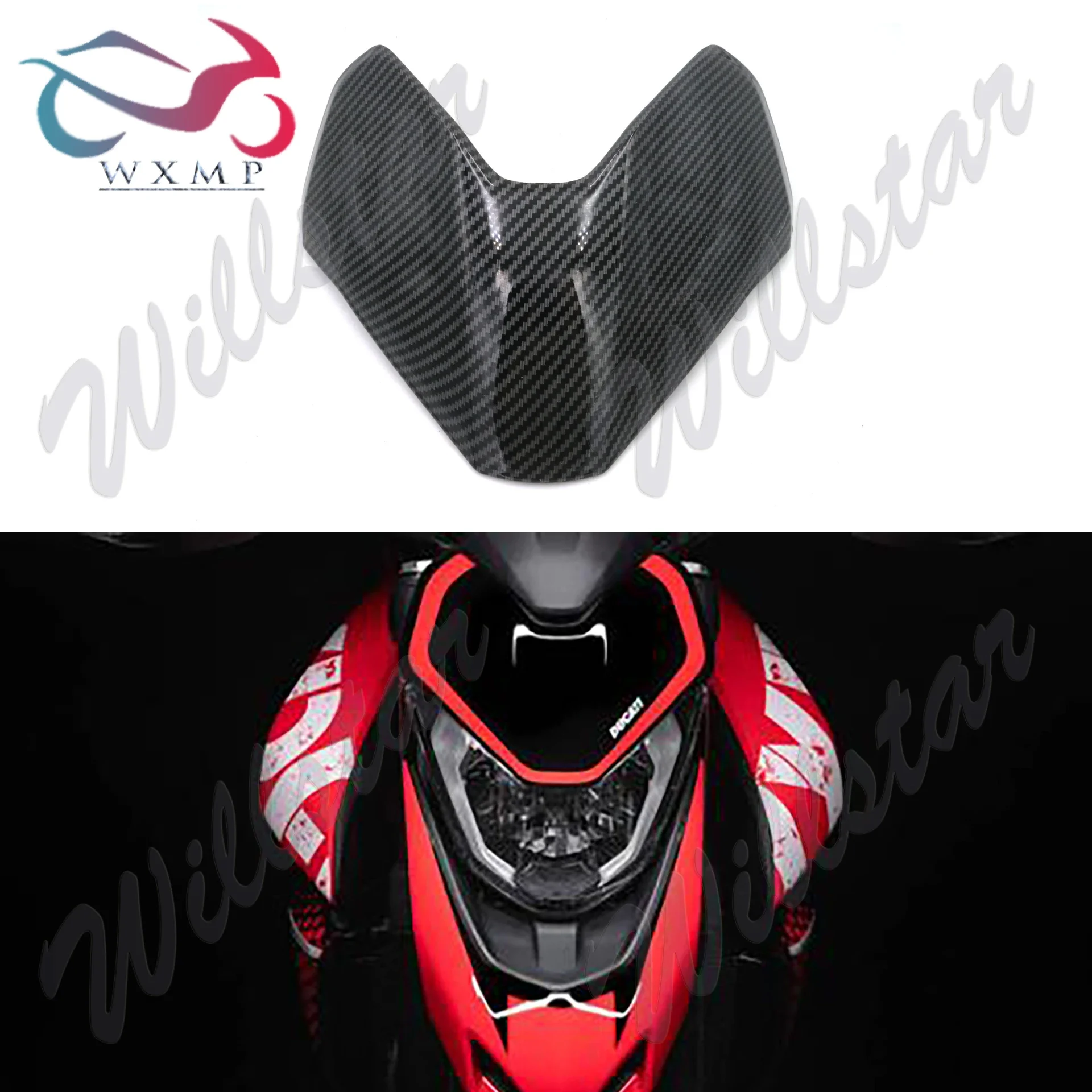 

Carbon Fiber Color Motorcycle Head Light Unit Upper Cover Fairing For DUCATI Hyperstrada 950 2019 - 2021