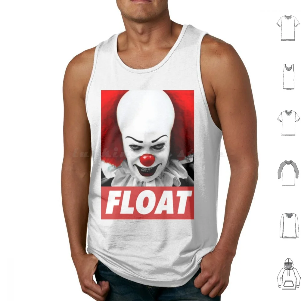 Float Tank Tops Vest Sleeveless Killer Clown Horror Movie Movies 80s 90s Retro Cult Cool Fashion Float Slasher Creepy Creepy