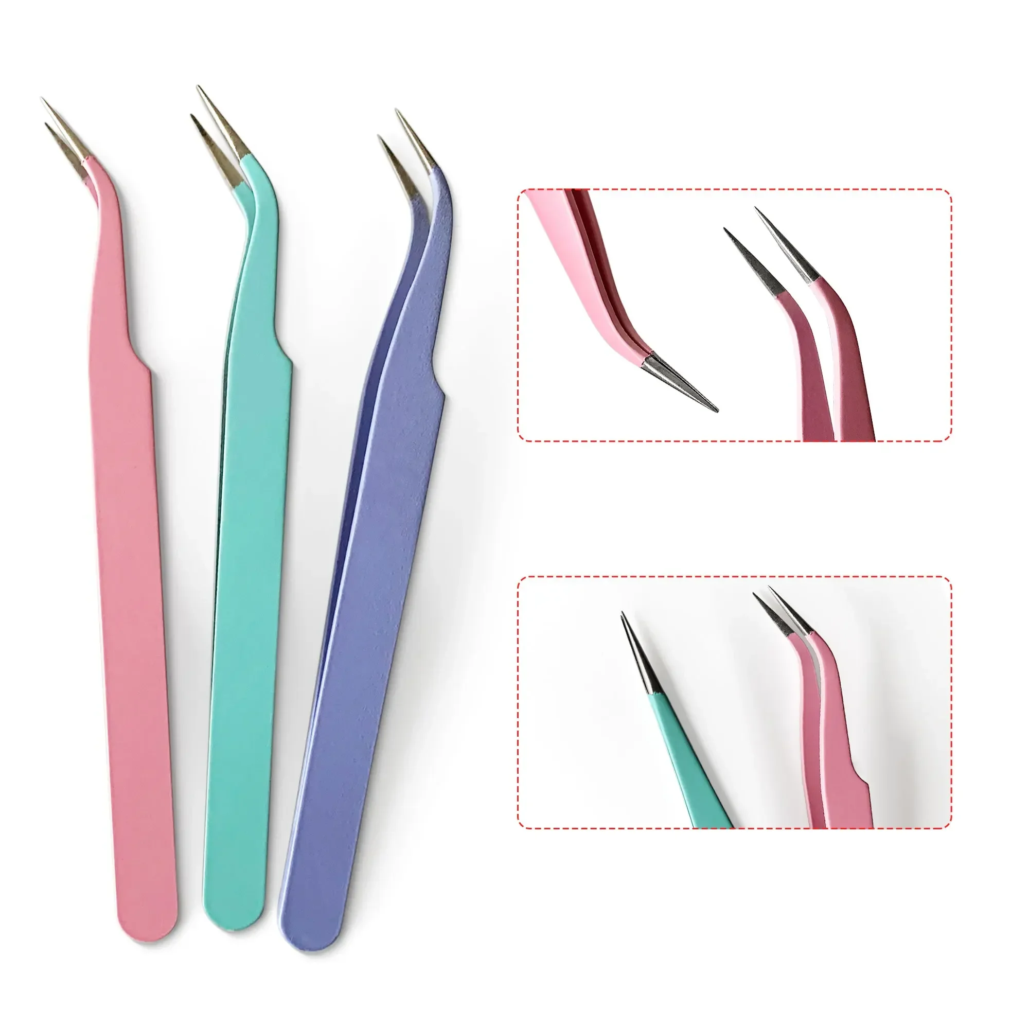 1 Pcs Eyelashes Tweezers Stainless Steel Superhard Tweezers High Precision Anti-static Tweezers for Eyelash Extensions