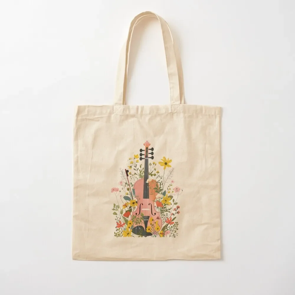 Floral violin Tote Bag personalized tote custom canvas bag Tote Bag