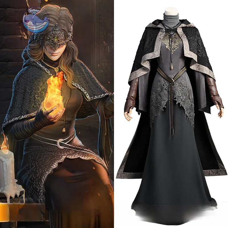 

Костюм для косплея Dark Souls III The Fire Keeper, платье высокого качества, плащ, ожерелье, пояс, перчатки, реквизит, форма в готическом стиле на Хэллоуин