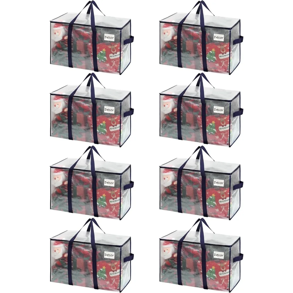 8 Pack Moving Bags and Large Christmas Storage Bins with Lids. Alternative To Moving Boxes, Packing Supplies for College. Totes