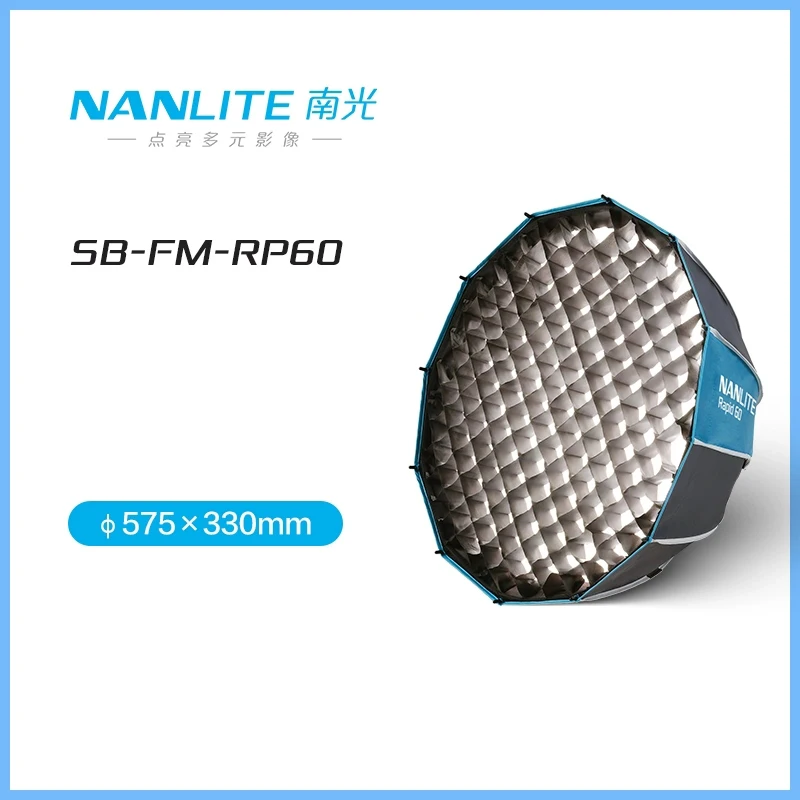 Nanlite 60cm SB-FM-RP60 Parabolic Softbox with Eggcrate for Forza 60/60B, FS Series