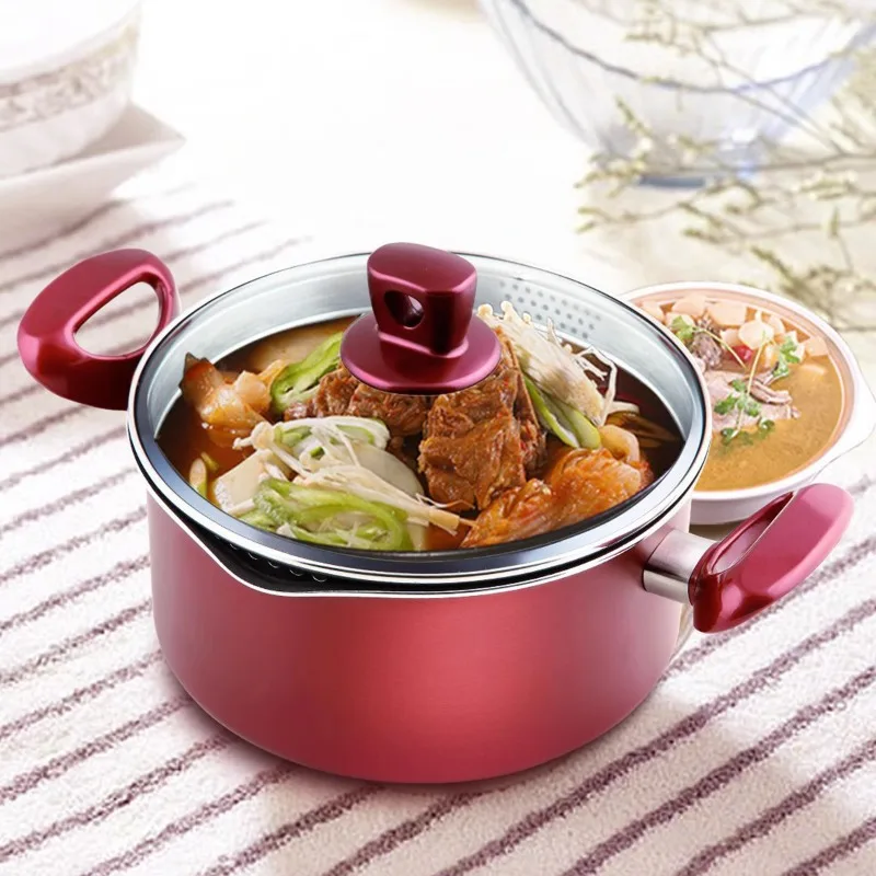 Filter Tip Soup Pot  Non-stick Noodles Colorful Soup Pot 20cm Induction Cooker Gas Stove Universal Cookware Pots for Cooking