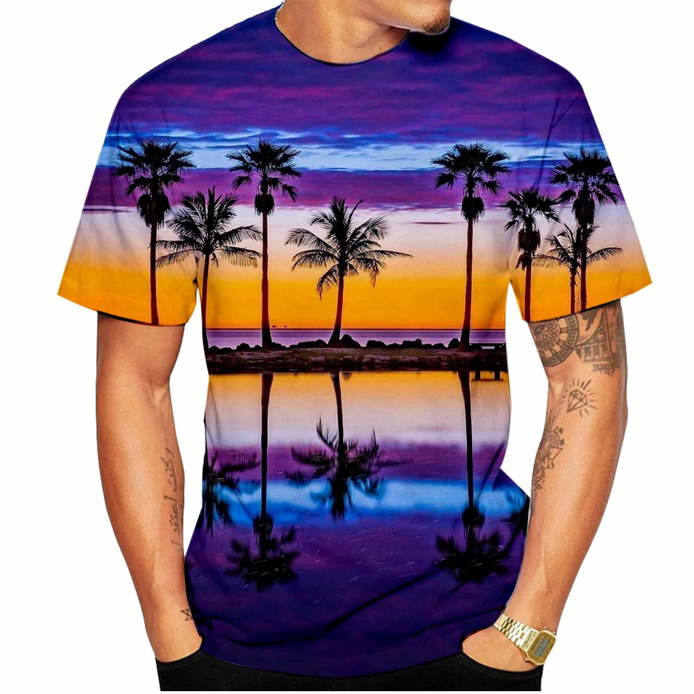 

Summer Hawaiian Scenery 3D Print T-Shirts Streetwear Men Fashion Oversized O-Neck Short Sleeved T Shirt Tees Tops Clothing