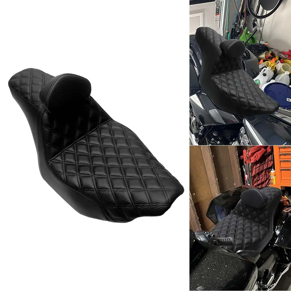 Two-Up Seat with Backrest Driver Passenger Cushion Motorcycle For Harley Touring Road Street Glide CVO Limited FLHXSE FLTRXSE