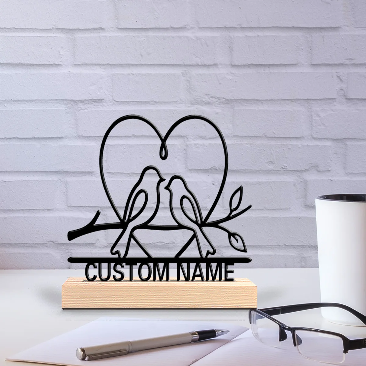 1pc Cartoon Personalized Custom Leiothrix Vintage Gift With Wooden Stand Suitable For Office Bedroom Desktop Decoration Vintage - view 3