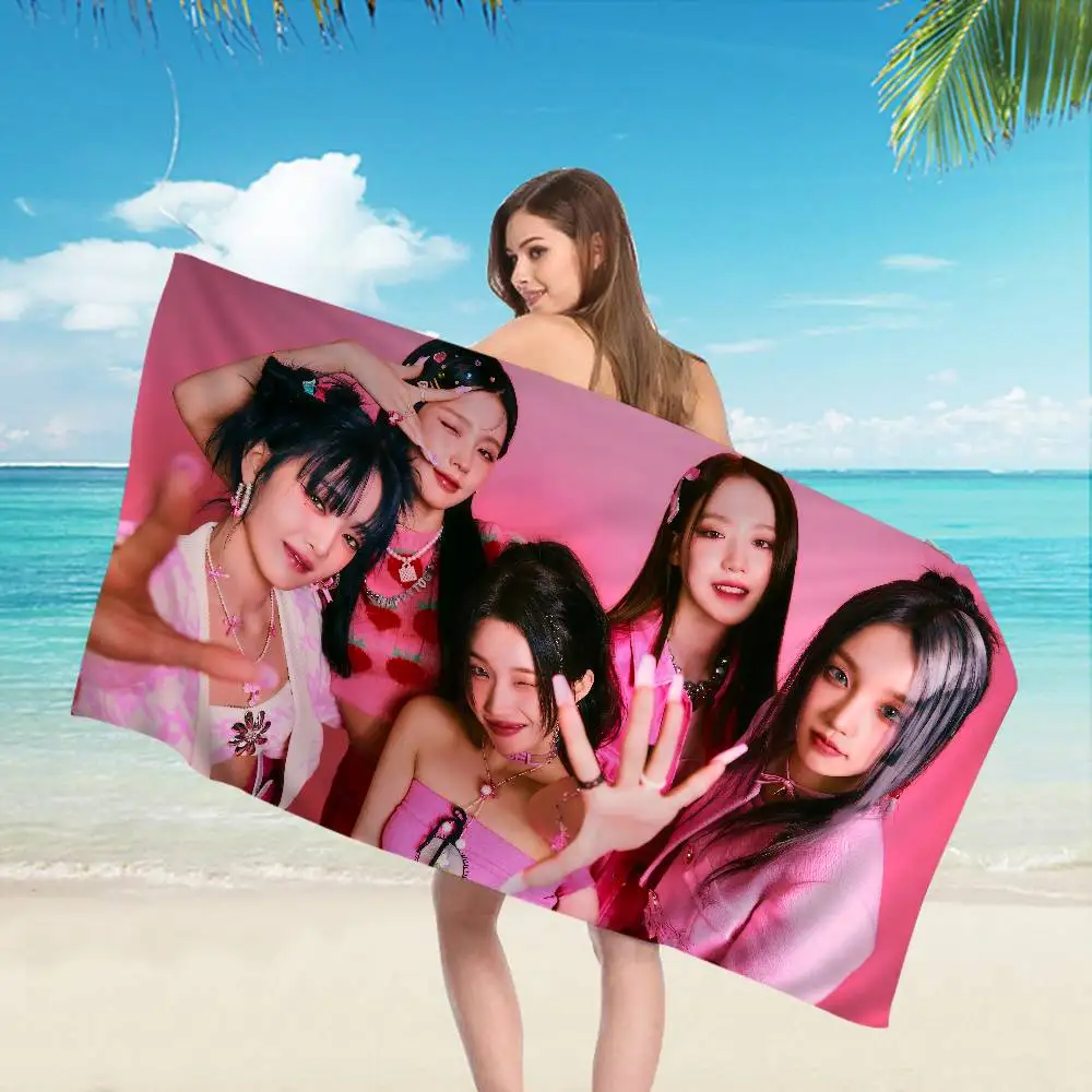 Korea Kpop G-GIDLE Girls Anime Beach Swimming Towel Soft Absorbent Washcloth Children's Gifts for Kids Travel Camping Gym