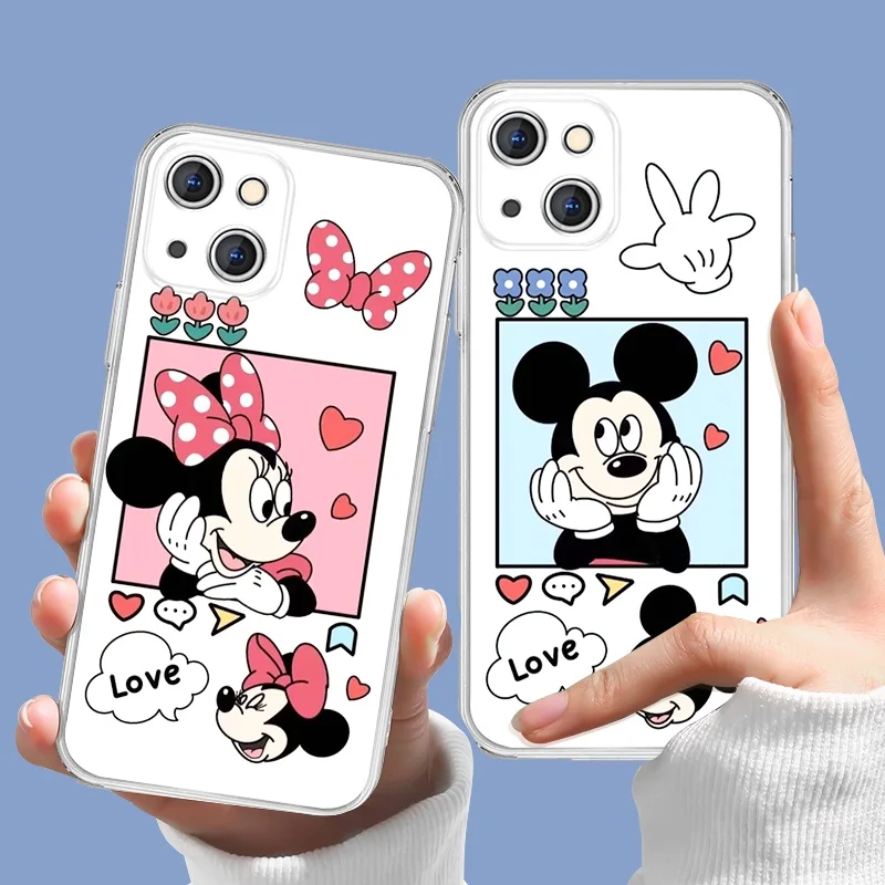 Funda de teléfono Capa casal Disney Mickey e Minnie para iPhone 14 Pro Max 11 13 12 Mini X XS XR XSMax SE 7 8 6 S Plus Capa para