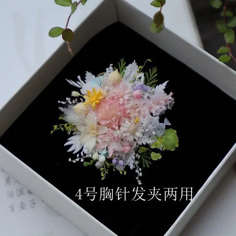 Classical Handmade Plant Eternal Flower Brooch Hairpin Graduation Season Gift Accessories Wedding Corsage