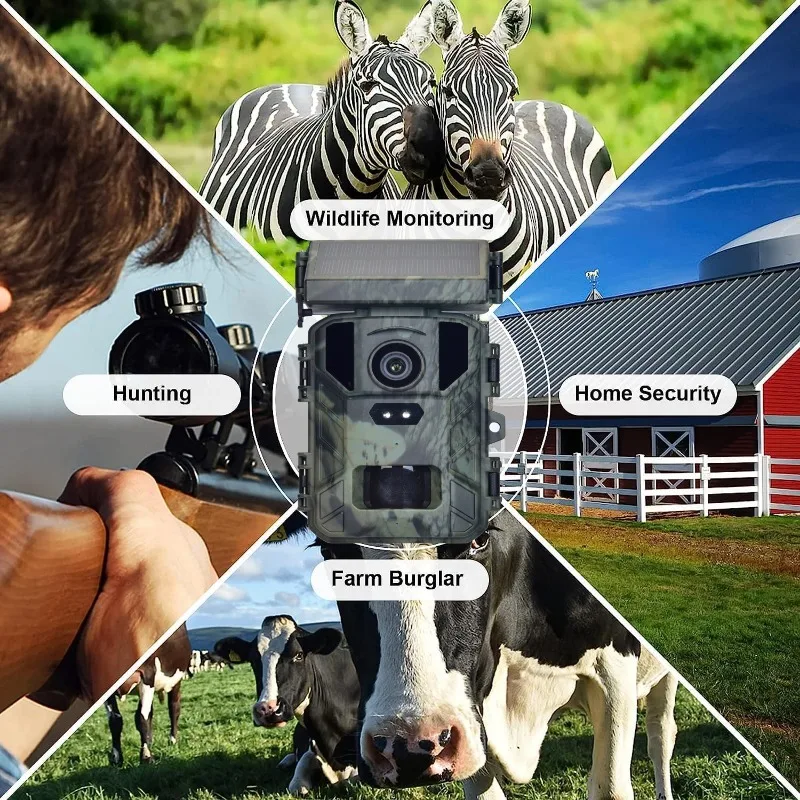 

Outdoor 4K HD 50MP Solar Powered Night Vision Hunting Game Camera 0.3s Trigger Time IP66 Waterproof Trail Camera Trap Game Cam