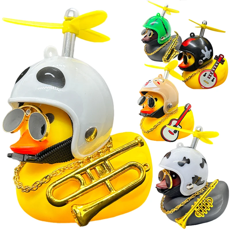 Rubber Duck Bicycle Road Bike Motor Helmet Riding Accessories Car Decoration Car Duck With Helmet Broken Wind Pendant