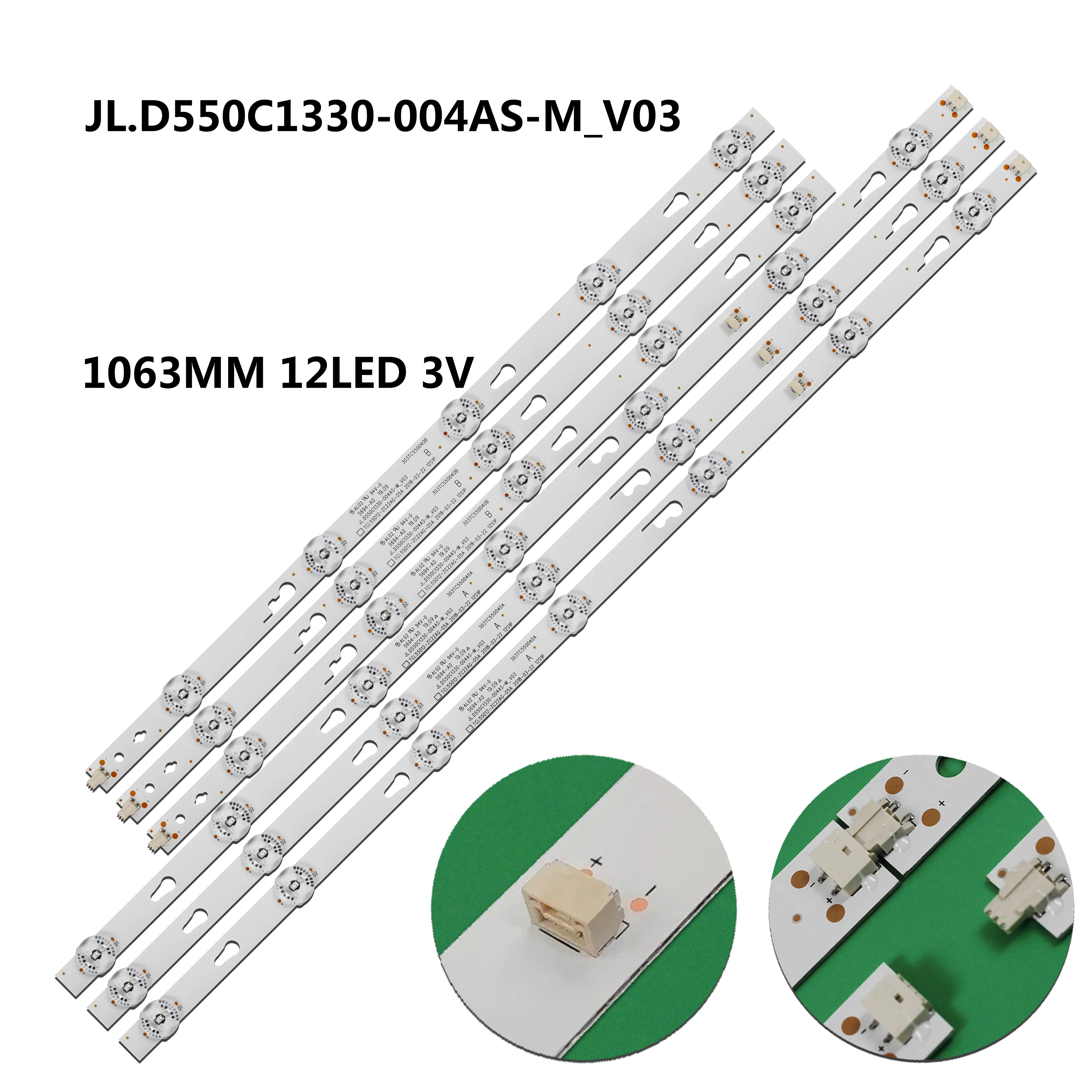 جديد 12 مصباح ل L55M5-EC 55E31 T55FSL5130 LED شريط إضاءة خلفي TCL55D12-ZC22AG-05A ODM 55D1200-3x12-3030-LX20180301-V4