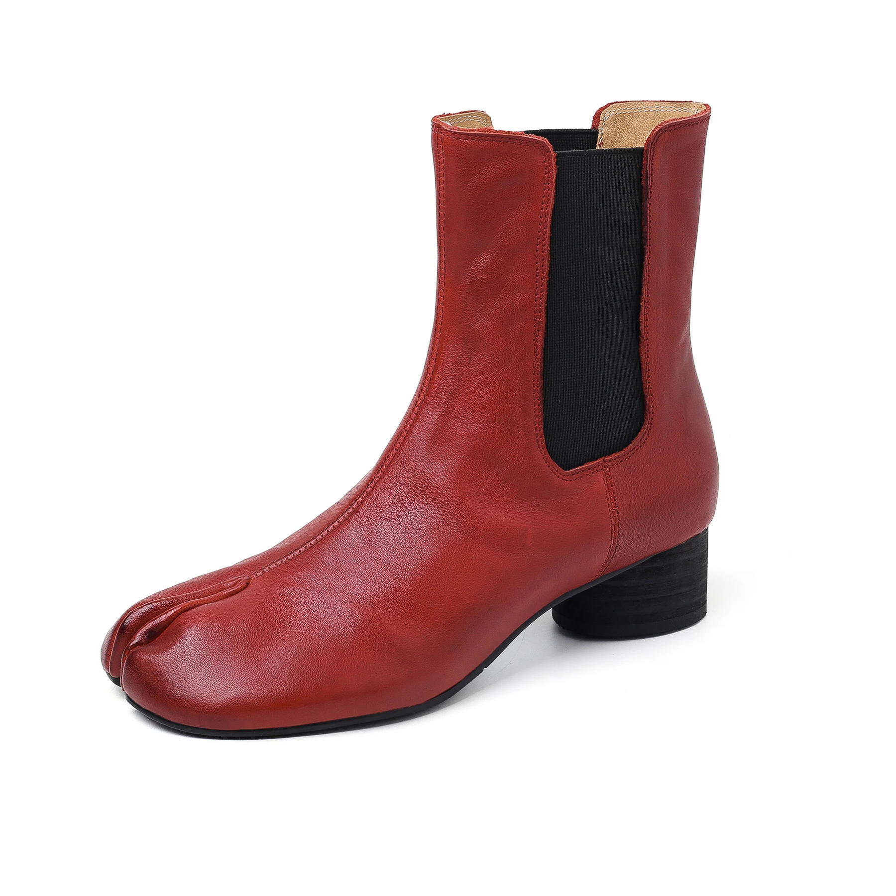 Big Size 34-42 100％ Cow Skin Strange Style Med Heels Modern Chelsea Boots Keep Warm Winter Shoes Brand Zipper Modern Ankle Boots