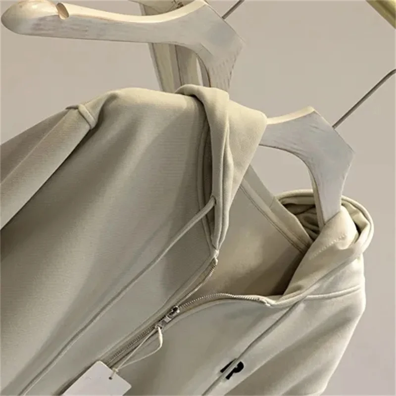

Plus Size Effortl Chic American Sports Sle ort Hooded Sweatirt Women's Thin Cardigan Coat Casual Loose Fit Long Sve